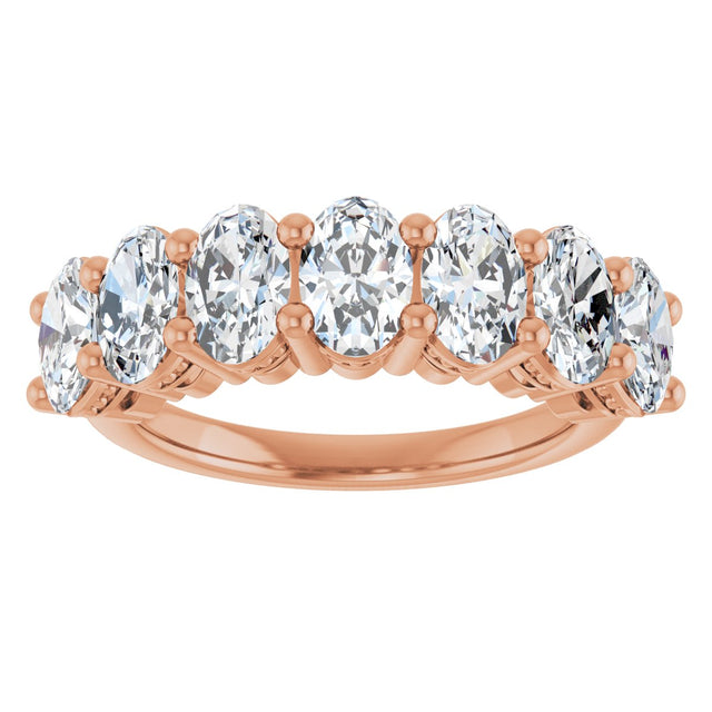 14K Gold Oval Lab-Grown Diamond Seven-Stone Anniversary Band – 6x4 mm Stones - Rose Gold - view 3