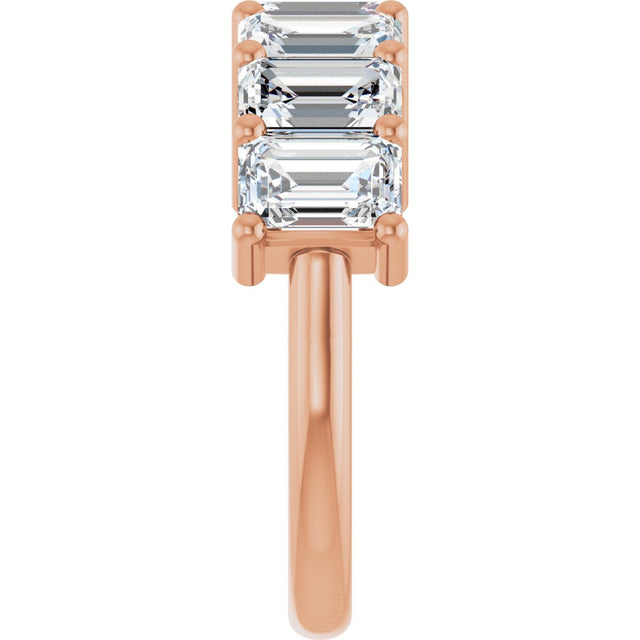 14K Gold Emerald Lab-Grown Diamond Seven-Stone Anniversary Band – 2 1/6–4 1/5 CTW - Rose Gold - view 4
