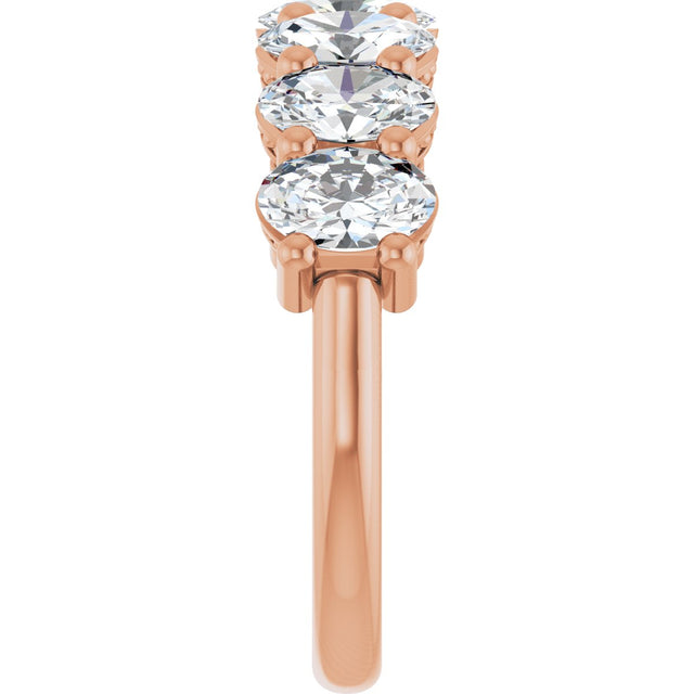 14K Gold Oval Natural Diamond Seven-Stone Anniversary Band – 1 1/2–2 1/2 CTW - Rose Gold - view 4