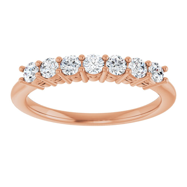 14K Gold Round Lab-Grown Diamond Seven-Stone Anniversary Band – 1/5–3/4 CTW - Rose Gold - view 3