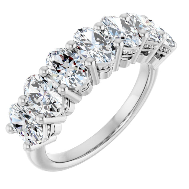 14K Gold Oval Lab-Grown Diamond Seven-Stone Anniversary Band – 6x4 mm Stones - White Gold