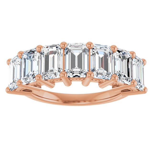 14K Gold Emerald Lab-Grown Diamond Seven-Stone Anniversary Band – 2 1/6–4 1/5 CTW - Rose Gold - view 3
