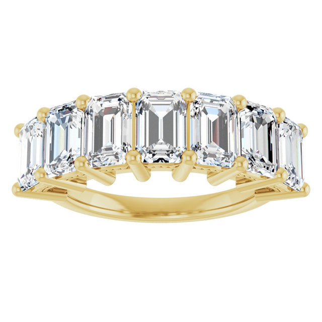 14K Gold Emerald Lab-Grown Diamond Seven-Stone Anniversary Band – 2 1/6–4 1/5 CTW - Yellow Gold - view 3