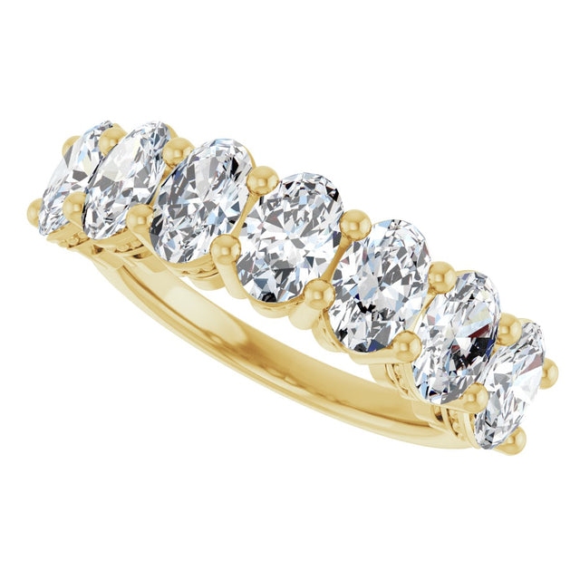 14K Gold Oval Natural Diamond Seven-Stone Anniversary Band – 1 1/2–2 1/2 CTW - Yellow Gold - view 5