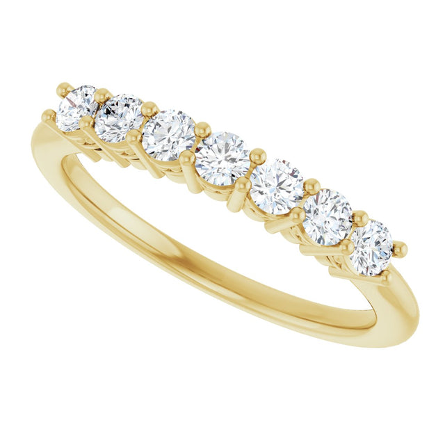 14K Gold Round Natural Diamond Seven-Stone Anniversary Band – 1/5–5/8 CTW - Yellow Gold - view 5