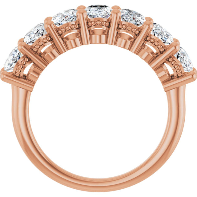 14K Gold Oval Natural Diamond Seven-Stone Anniversary Band – 1 1/2–2 1/2 CTW - Rose Gold - view 2