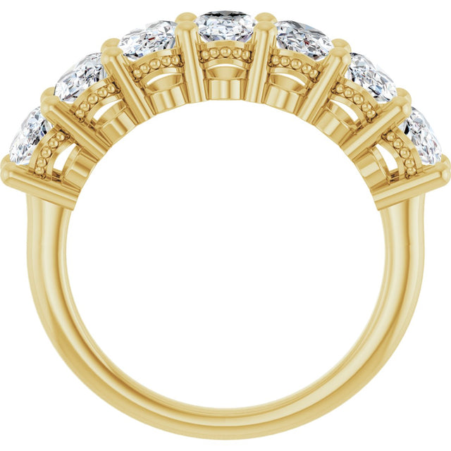 14K Gold Oval Natural Diamond Seven-Stone Anniversary Band – 1 1/2–2 1/2 CTW - Yellow Gold - view 2