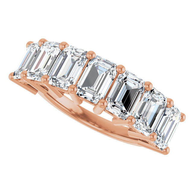 14K Gold Emerald Lab-Grown Diamond Seven-Stone Anniversary Band – 2 1/6–4 1/5 CTW - Rose Gold - view 5