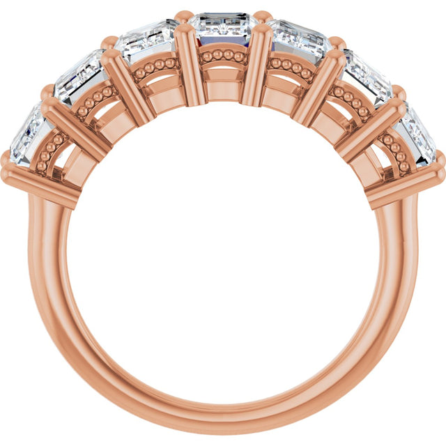 14K Gold Emerald Lab-Grown Diamond Seven-Stone Anniversary Band – 2 1/6–4 1/5 CTW - Rose Gold - view 2