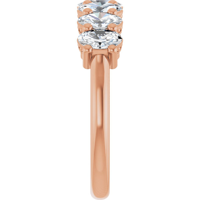 14K Gold Oval Natural Diamond Seven-Stone Anniversary Band – 1 1/2–2 1/2 CTW - Rose Gold - view 4