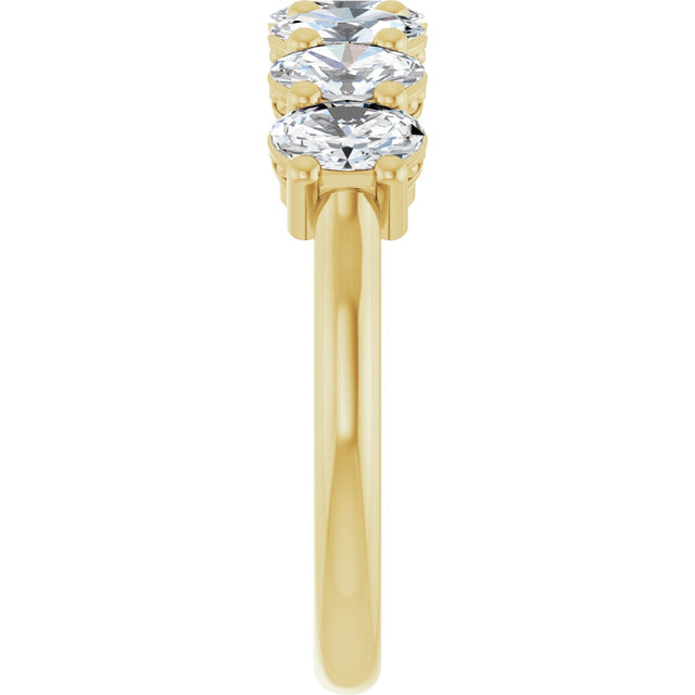 14K Gold Oval Natural Diamond Seven-Stone Anniversary Band – 1 1/2–2 1/2 CTW - Yellow Gold - view 4