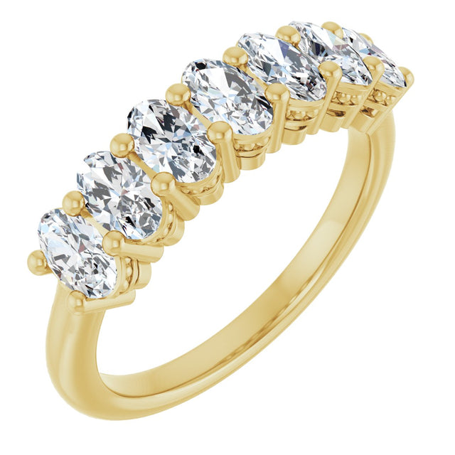 14K Gold Oval Natural Diamond Seven-Stone Anniversary Band – 1 1/2–2 1/2 CTW - Yellow Gold