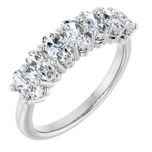 Platinum Oval Natural Diamond Seven-Stone Anniversary Band – 1 1/2–2 1/2 CTW