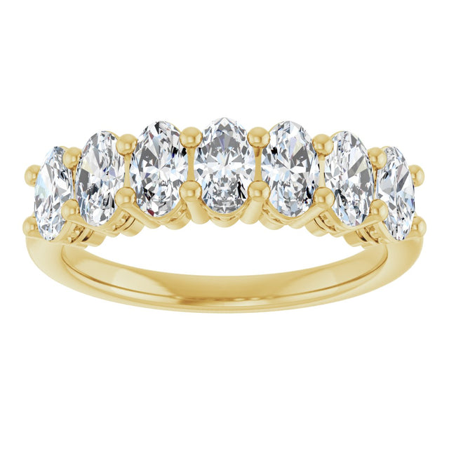 14K Gold Oval Lab-Grown Diamond Seven-Stone Anniversary Band – 5x3 mm Stones - Yellow Gold - view 3