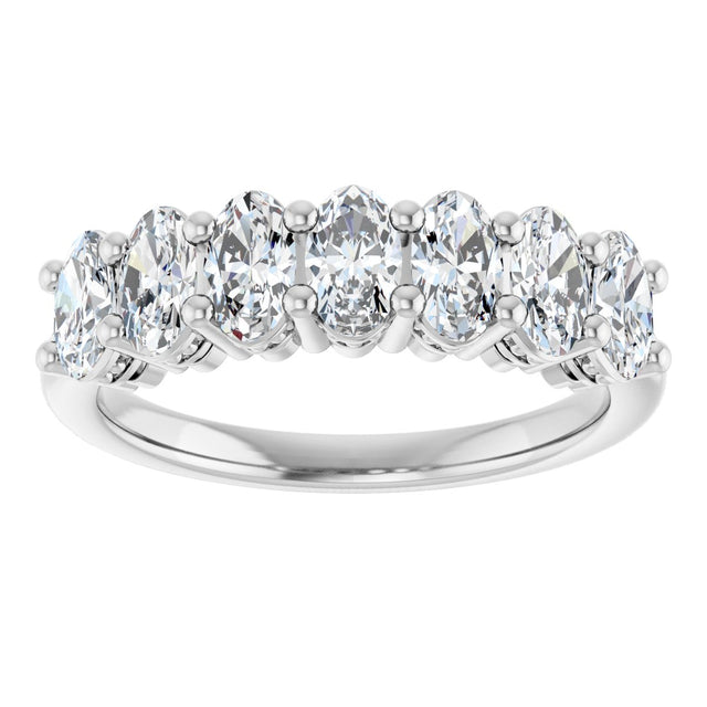 Platinum Oval Lab-Grown Diamond Seven-Stone Anniversary Band – 5x3 mm Stones - view 3