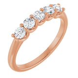 14K Gold Round Lab-Grown Diamond U-Prong Five-Stone Anniversary Band – 3 mm Stones - Rose Gold
