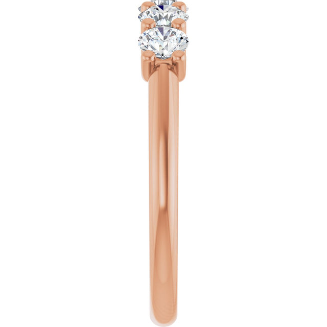 14K Gold Round Lab-Grown Diamond U-Prong Five-Stone Anniversary Band – 3.5 mm Stones - Rose Gold - view 4