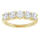 14K Gold Round Lab-Grown Diamond U-Prong Five-Stone Anniversary Band – 4.1 mm Stones - Yellow Gold - view 3