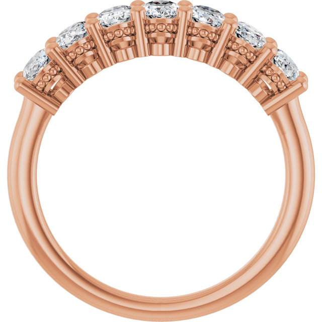 14K Gold Oval Lab-Grown Diamond Seven-Stone Anniversary Band – 5x3 mm Stones - Rose Gold - view 2