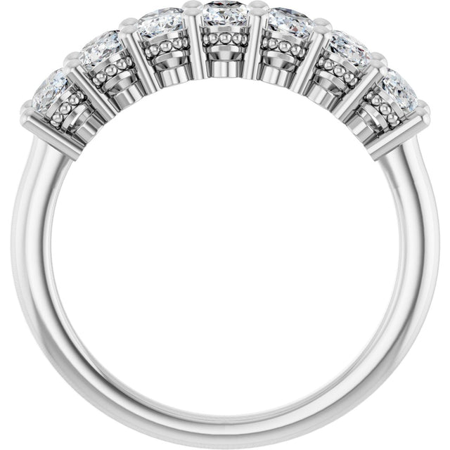 Platinum Oval Lab-Grown Diamond Seven-Stone Anniversary Band – 5x3 mm Stones - view 2