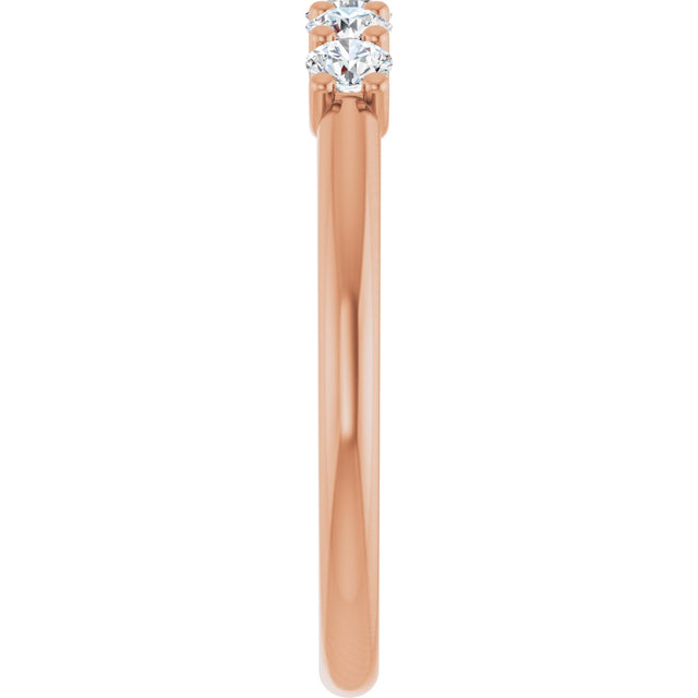 14K Gold Round Lab-Grown Diamond U-Prong Five-Stone Anniversary Band – 2.75 mm Stones - Rose Gold - view 4