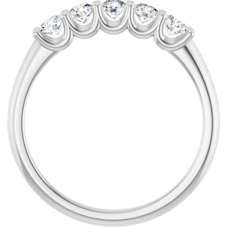 Platinum Round Lab-Grown Diamond U-Prong Five-Stone Anniversary Band – 3 mm Stones - view 2