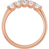 14K Gold Round Lab-Grown Diamond U-Prong Five-Stone Anniversary Band – 3 mm Stones - Rose Gold - view 2