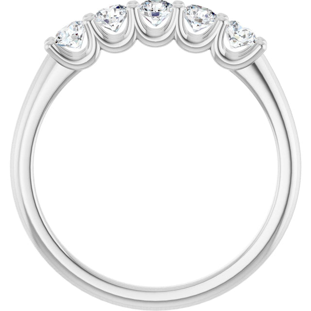 Platinum Round Natural Diamond U-Prong Five-Stone Anniversary Band – 3 mm Stones - view 2
