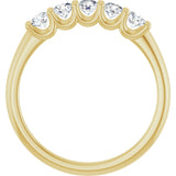 14K Gold Round Natural Diamond U-Prong Five-Stone Anniversary Band – 3 mm Stones - Yellow Gold - view 2