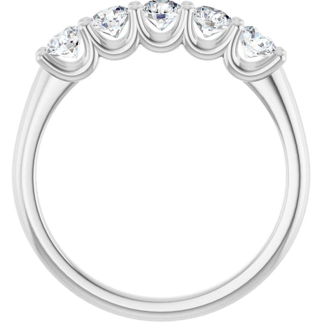 Platinum Round Lab-Grown Diamond U-Prong Five-Stone Anniversary Band – 3.4 mm Stones - view 2
