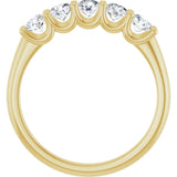 14K Gold Round Lab-Grown Diamond U-Prong Five-Stone Anniversary Band – 3.4 mm Stones - Yellow Gold - view 2