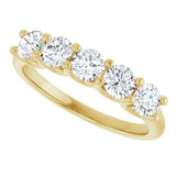 14K Gold Round Lab-Grown Diamond U-Prong Five-Stone Anniversary Band – 3.75 mm Stones - Yellow Gold - view 5