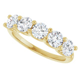 14K Gold Round Lab-Grown Diamond U-Prong Five-Stone Anniversary Band – 4.4 mm Stones - Yellow Gold - view 5