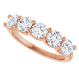 14K Gold Round Lab-Grown Diamond U-Prong Five-Stone Anniversary Band – 4.4 mm Stones - Rose Gold - view 5