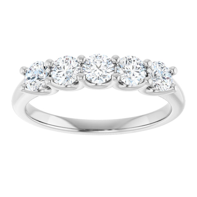 Platinum Round Lab-Grown Diamond U-Prong Five-Stone Anniversary Band – 3.4 mm Stones - view 3