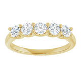 14K Gold Round Lab-Grown Diamond U-Prong Five-Stone Anniversary Band – 3.4 mm Stones - Yellow Gold - view 3