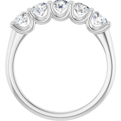 Platinum Round Natural Diamond U-Prong Five-Stone Anniversary Band – 3.8 mm Stones - view 2
