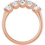 14K Gold Round Natural Diamond U-Prong Five-Stone Anniversary Band – 3.8 mm Stones - Rose Gold - view 2