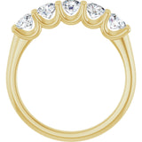 14K Gold Round Lab-Grown Diamond U-Prong Five-Stone Anniversary Band – 3.8 mm Stones - Yellow Gold - view 2