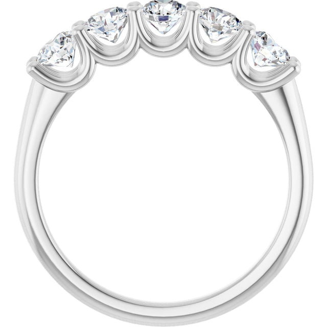 Platinum Round Lab-Grown Diamond U-Prong Five-Stone Anniversary Band – 3.8 mm Stones - view 2