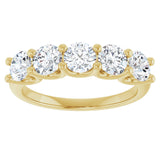 14K Gold Round Lab-Grown Diamond U-Prong Five-Stone Anniversary Band – 4.4 mm Stones - Yellow Gold - view 3