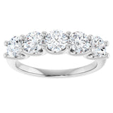 Platinum Round Natural Diamond U-Prong Five-Stone Anniversary Band – 4.4 mm Stones - view 3