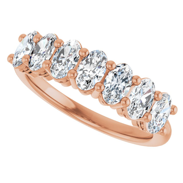 14K Gold Oval Lab-Grown Diamond Seven-Stone Anniversary Band – 5x3 mm Stones - Rose Gold - view 5