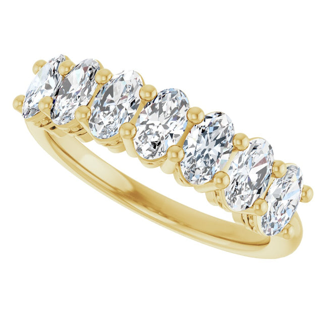 14K Gold Oval Natural Diamond Seven-Stone Anniversary Band – 1 1/2–2 1/2 CTW - Yellow Gold - view 5