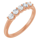 14K Gold Round Lab-Grown Diamond U-Prong Five-Stone Anniversary Band – 2.75 mm Stones - Rose Gold