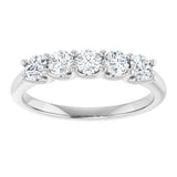 14K Gold Round Lab-Grown Diamond U-Prong Five-Stone Anniversary Band – 3.2 mm Stones - White Gold - view 3