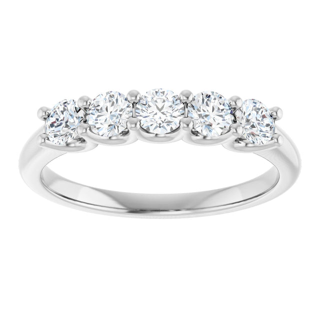 Platinum Round Lab-Grown Diamond U-Prong Five-Stone Anniversary Band – 3.2 mm Stones - view 3