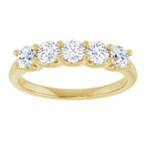 14K Gold Round Lab-Grown Diamond U-Prong Five-Stone Anniversary Band – 3.5 mm Stones - Yellow Gold - view 3