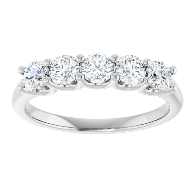 Platinum Round Natural Diamond U-Prong Five-Stone Anniversary Band – 3.5 mm Stones - view 3