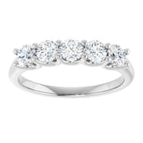 Platinum Round Lab-Grown Diamond U-Prong Five-Stone Anniversary Band – 3.5 mm Stones - view 3